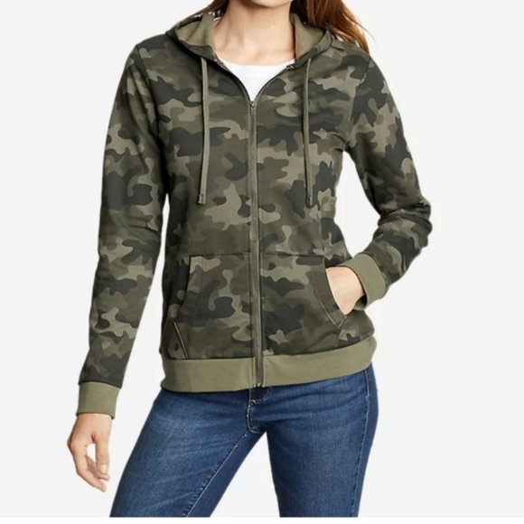 Eddie Bauer Women's Camp Fleece Camo Full Zip Hoodie - Picture 1 of 7